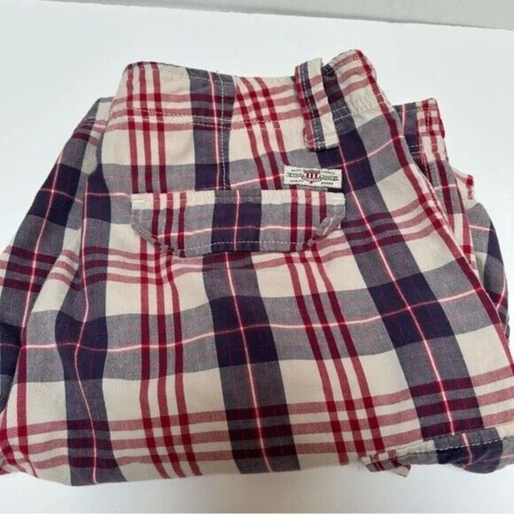 Polo Jeans Company Red & Blue Plaid Cotton Cargo Shorts size 36